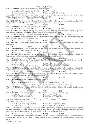 Câu hỏi về Oxi - Lưu luỳnh trong đề thi Đại học môn Hóa học - Trần Lệ Xuân Thanh